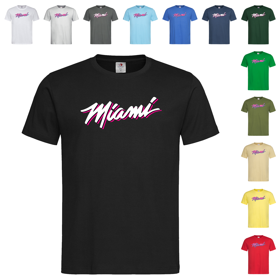 Чорна чоловіча/унісекс футболка З друком Miami (25-7-7), фото 1