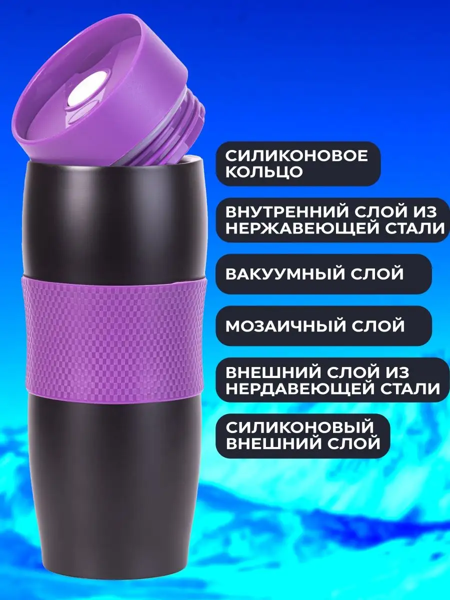 Термокружка UNIQUE UN-1073 0.38 л - 10736, Термокружка з нерж. сталі зі вставкою