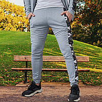 Спортивные штаны мужские серые удобные модные молодежные с лампасами весна осень