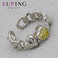Кольцо серебристого цвета Xuping Jewelry медицинский сплав с желтым цирконом 18К незамкнутое ширина 6 мм