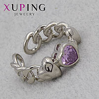 Кольцо серебристого цвета Xuping Jewelry медицинский сплав с розовым цирконом 18К незамкнутое ширина 6 мм