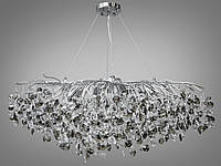 Элитная, стильная, изысканная хрустальная люстра с алюминиевыми ветвями удлиненной формы на 14 ламп, хромовое
