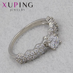 Кольцо серебристого цвета Xuping Jewelry медицинский сплав с белым цирконом цветочки 18К ширина 4 мм