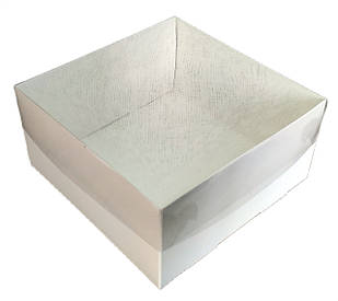 Коробка 20*20*11 см для торта з прозорою кришкою біла