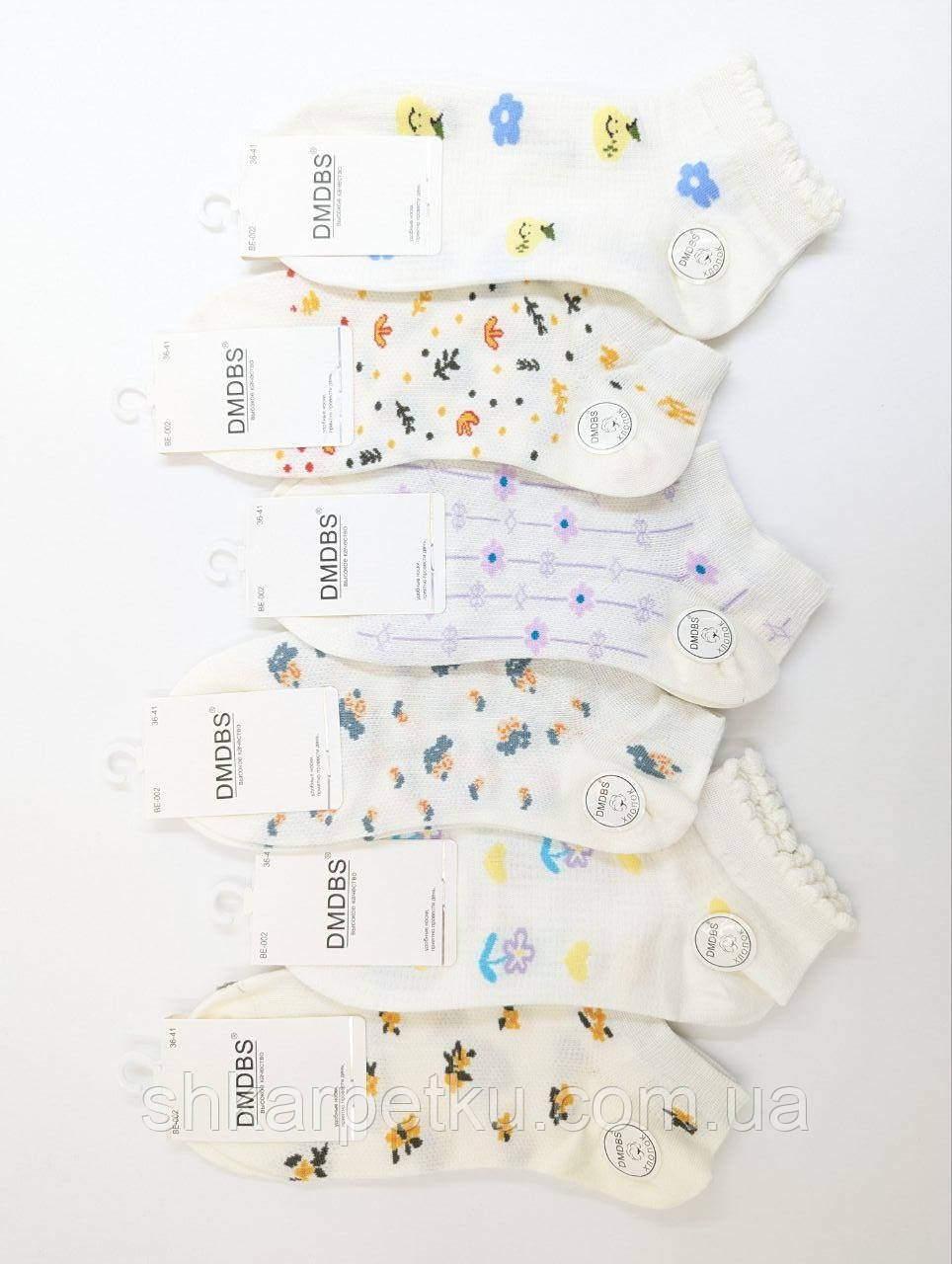 Жіночі короткі шкарпетки DMDBS сітка, літні квітковий принт, розмір 36-41, 10 пар/уп. асорті
