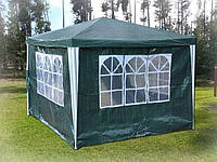 Павильон шатер садовый 3х3х2.5 м: 4 стены: 3 с окном, 1 на замке, Зеленый