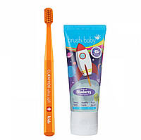 Набор Curaprox Brush-Baby от 4 до 12 лет (зубная паста и оранжевая щетка), ракета