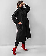 Жіноче базове кашемірове пальто на підкладці з кишенями та поясом; 42-46 універсальний