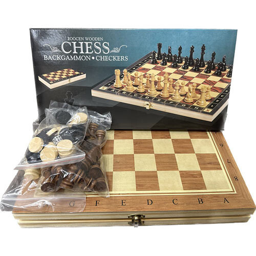 Шахматы, шашки, нарды 3 в 1 (29 x 29 см) деревянные 8029