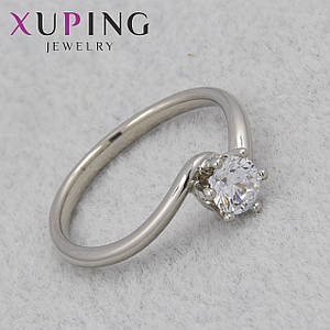 Кольцо серебристого цвета Xuping Jewelry медицинский сплав с белым цирконом 18К ширина 2 мм