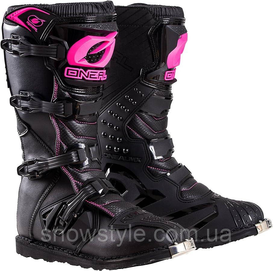 Мотоботи Oneal New Logo Rider Boot Black Pink розмір 10 US 41 43 EU