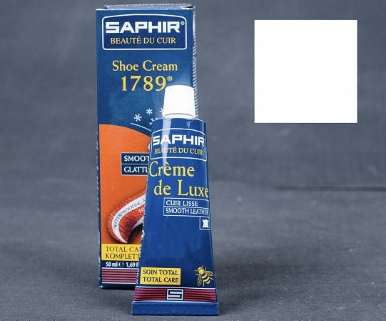 Водовідштовхуючий крем для взуття Saphir Creme De Luxe 1789, білий (21), 50 мл, фото 1