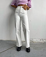 Женские прямые джинсовые штаны (черный, белый); размер: 42-44, 46-48 Белый, 46/48