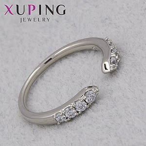Кольцо серебристого цвета Xuping Jewelry медицинский сплав с белым цирконом 18К незамкнутое ширина 3 мм