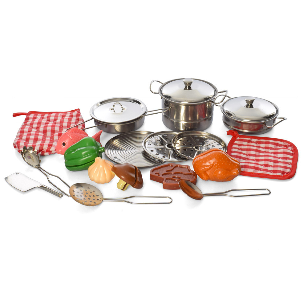 Дитячий ігровий кухонний набір на 23 предмети 555-BX011 Ігровий кухонний посуд з продуктами