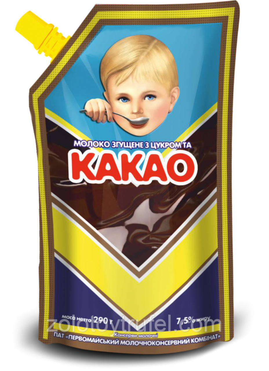 Первомайський МКК молоко згущене незбиране з какао 290 г, фото 1