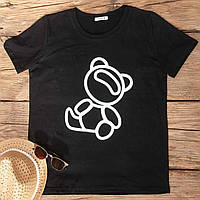 Женская базовая однотонная стильная повседневная футболка с накатом (черный, белый); размер: 42-46 one size