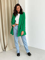 Женский базовый деловой удлиненный пиджак (черный, бежевый, белый, зеленый); размер: 42-44, 46-48 Зеленый,