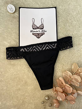 Трусики для місячних 🩸 L стрінги Римські з мереживом чорні
