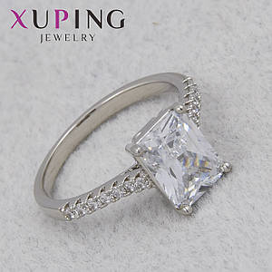 Кольцо серебристого цвета Xuping Jewelry медицинский сплав с белым цирконом 18К ширина 2 мм