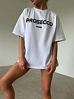 Женская базовая футболка свободного кроя Просеко (черный, белый); размер: 42-46