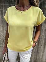 Повседневная летняя базовая женская блузка с коротким спущенным рукавом; малина, черный, белый и желтый цвет