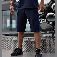Мужские шорты повседневние оверсайз удлиненные до колен с карманами однотонные Player синие