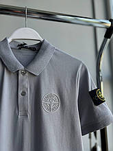 Чоловіча футболка "поло" Stone Island (сіра) повсякденна з коміром і застібкою "поло" Туреччина Мо004-4