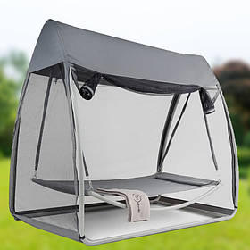 Гамак-гойдалка з москітною сіткою DiVolio Treviso сірий. Великий гамак для одного із захистом від комарів