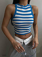 Женский летний безрукавый топ стильный в полоску в расцветках; размер: 42-46 Голубой