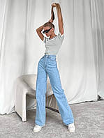 Женские голубые джинсы трубы на высокой посадке; Турция, размер: 25, 26, 28, 30, 32 28