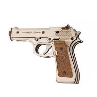 Дерев'яний пістолет 3D конструктор UNIQUE JSP201 Beretta gun 23 деталі розвивальна іграшка