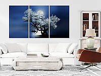 Модульная картина в спальню, интерьерные картины, модульные картины на стену Одинокое дерево в свете луны