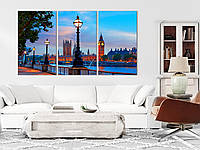 Картины для офиса, фотокартины на холсте, картины в подарок руководителю Ночной Лондон 100x180 см MK30304_X