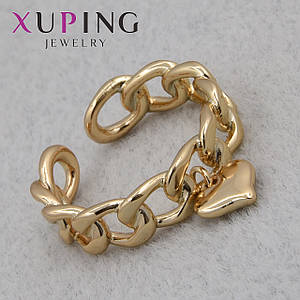 Кольцо золотистое тонкое Xuping Jewelry медицинское золото цепь с висюлькой сердечко незамкнутое ширина 5 мм