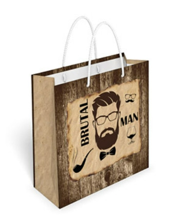 Подарунковий пакет квадрат "Brutal man" 17 х 16 см