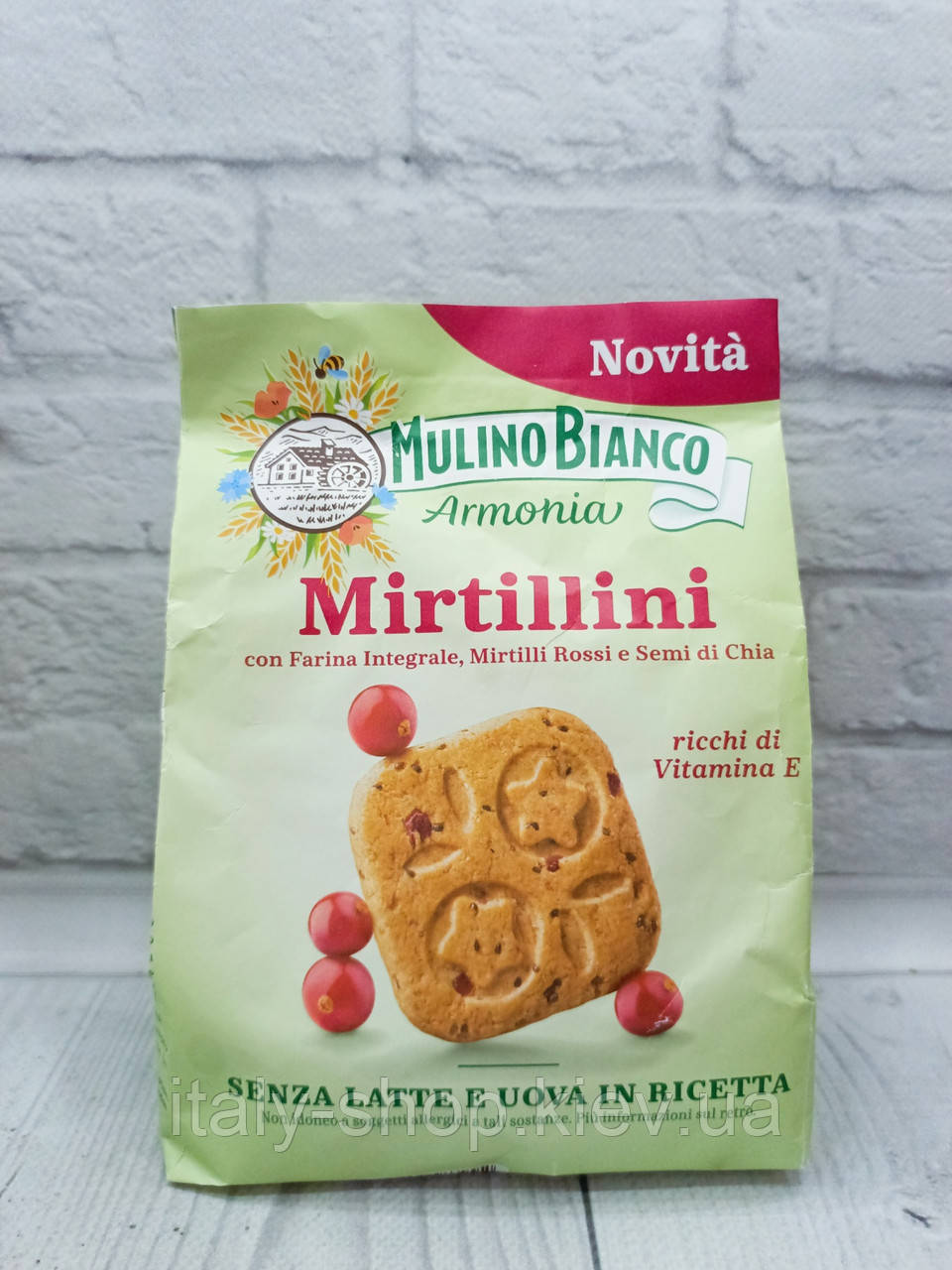 Печиво Barilla Mulino Bianco Mirtillini цільнозернове борошно, журавлина, насіння чиа 270 г, Італія