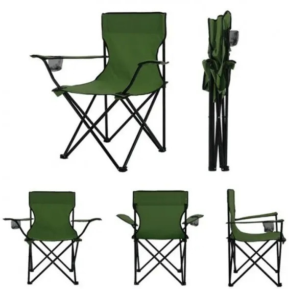 Стілець туристичний складаний із підсклянником + Чохол, Зелений, фото 1