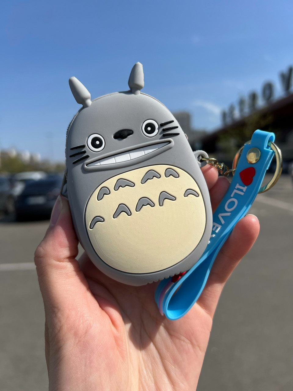 Сумка гаманець Alitek силіконова з ремінцем на руку Тоторо Totoro сірий
