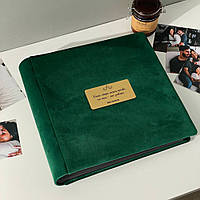 Альбом для фотографий из велюра "История любви" Зеленый 23х23 см RM04-28