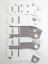 Жіночі короткі шкарпетки DMDBS сітка, літні з квытками, розмір 36-41, 10 пар/уп. асорті