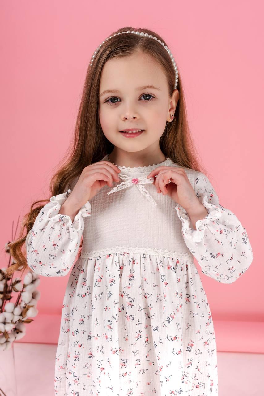 Сукня літня муслін для дівчинки Квітослава, розміри 92-110