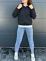Женская легкая короткая куртка ветровка плащевка с капюшоном, без подкладки, на молнии, с карманами 50/52,
