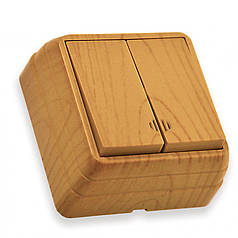 Вимикач Mutlusan Bron накладний зі світловим індикатором 2 кл. дуб 47-21-07