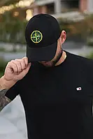 Бейсболка Кепка бавовняна Stone Island чорна, Чоловічі Бейсболки та кепки молодіжні стильні модні