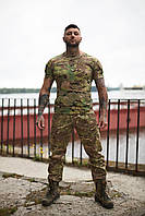 Костюм комплект мужской тактический военный армейский мультикам летний штаны Terra футболка с липучками