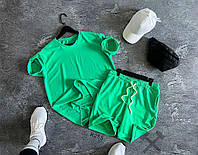 Спортивний костюм чоловічий літній м'ятний Комплект чоловічий трикотажний футболка шорти