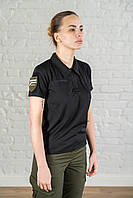 Поло тактическая кулмакс всу черное летнее для военных женская форменная футболка милитари coolmax полевая