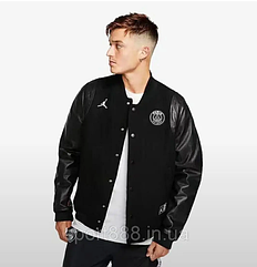 Куртка вітровка Джордан Париж Air Jordan PSG Varsity Jacket Black/White Бомбер M