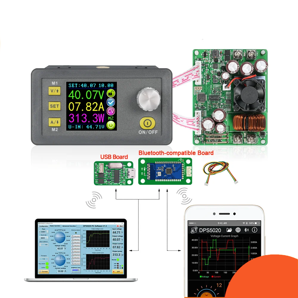 Понижуючий перетворювач DPS5020, USB Bluetooth (для лабораторного блоку) 0-50В, 0-20A, 0-1000Вт